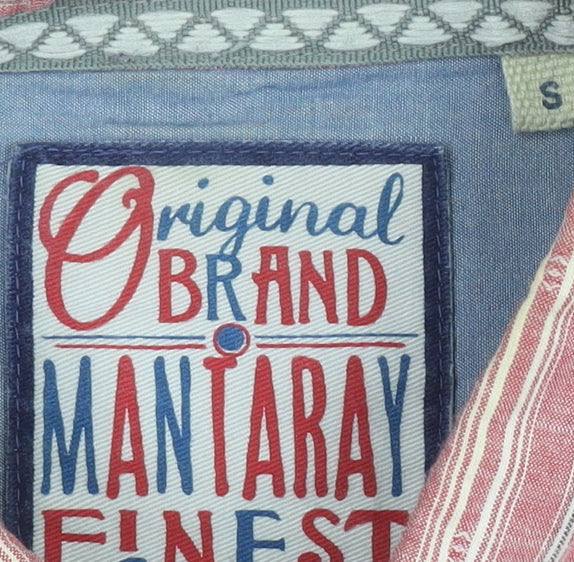 Mantaray Men's Red Striped Button-Up Shirt, Size S