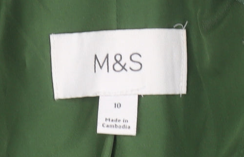 Marks and Spencer Women's Green Wool Overcoat Size 10