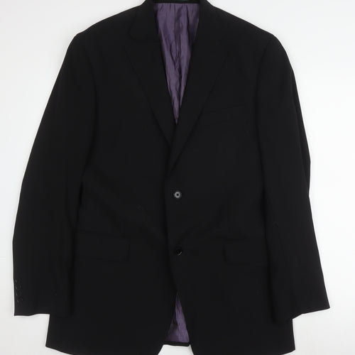 Greenwoods Black Men's Blazer, Single-Breasted, Size 42L