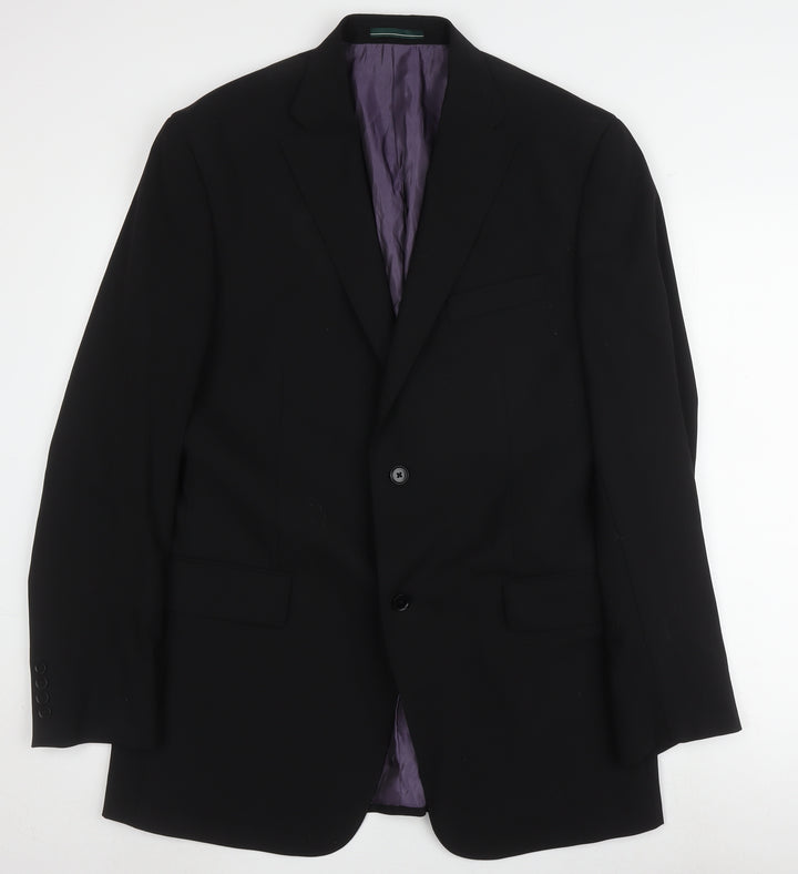 Greenwoods Black Men's Blazer, Single-Breasted, Size 42L
