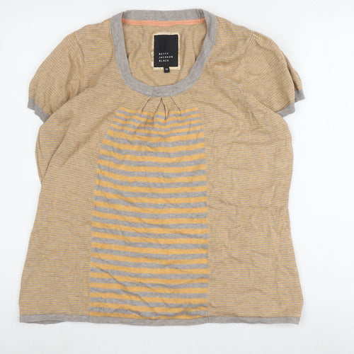 Betty Jackson Beige Striped Women's T-Shirt Size 18