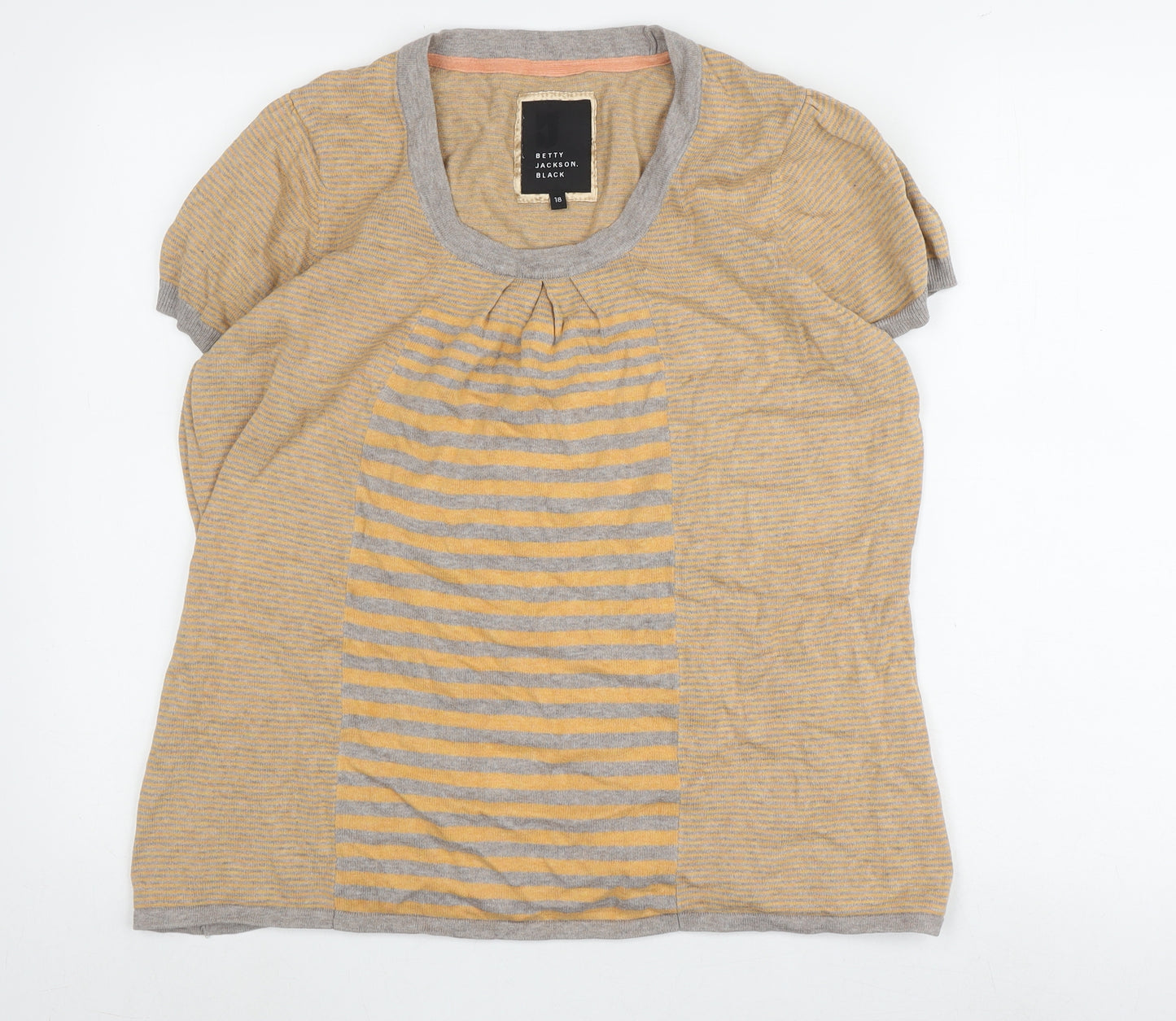 Betty Jackson Beige Striped Women's T-Shirt Size 18