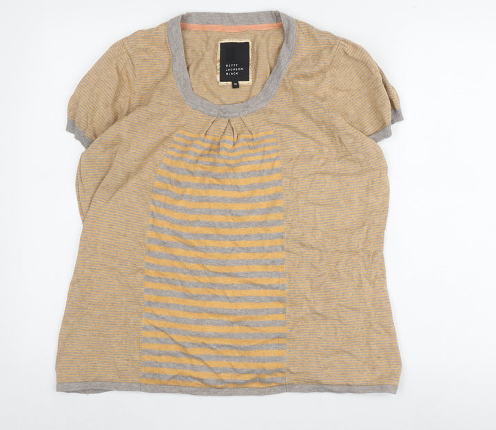 Betty Jackson Beige Striped Women's T-Shirt Size 18