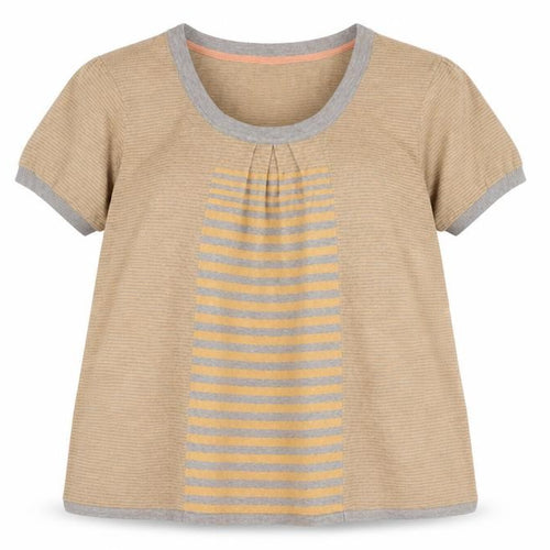 Betty Jackson Beige Striped Women's T-Shirt Size 18