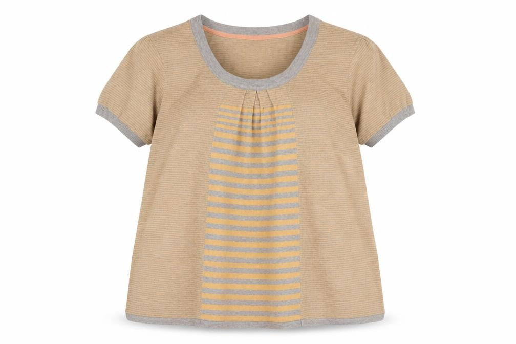 Betty Jackson Beige Striped Women's T-Shirt Size 18