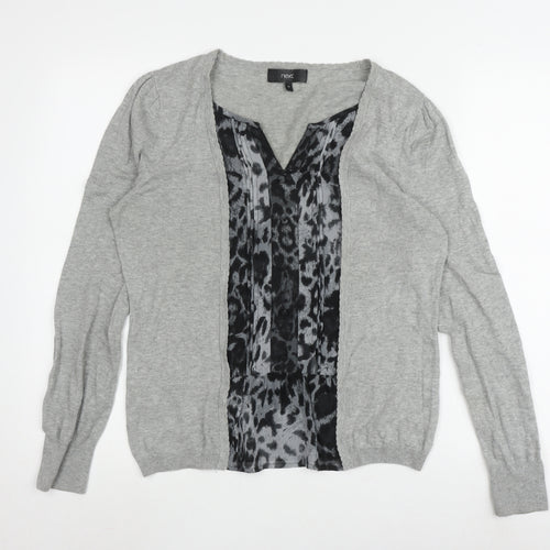 Next Women's Grey Knit Top UK 14, Long Sleeve