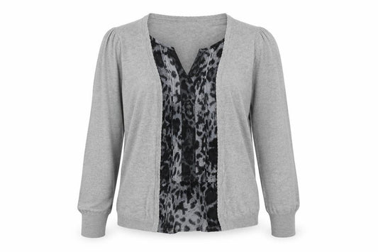 Front view of Next Women's Grey Knit Top UK 14, Long Sleeve