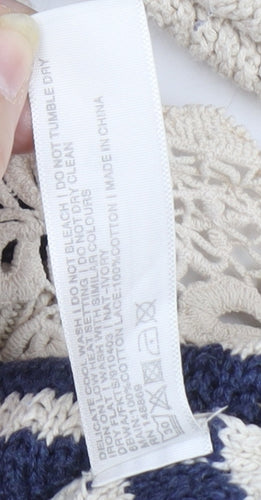 FatFace Women's Ivory Crochet Striped Pullover Jumper, Size 8