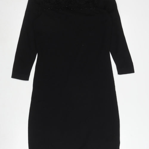 Monsoon Black Women's Dress, Size S, Elegant Lace Zip