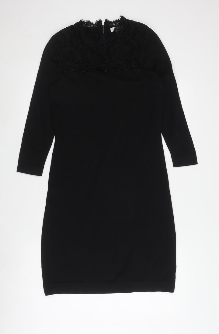Monsoon Black Women's Dress, Size S, Elegant Lace Zip