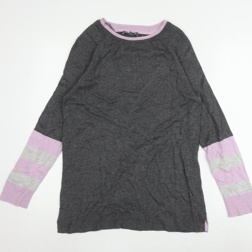 Laura Ashley Women's Grey Striped Jumper UK 10