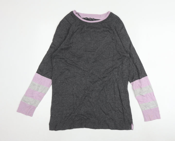 Laura Ashley Women's Grey Striped Jumper UK 10