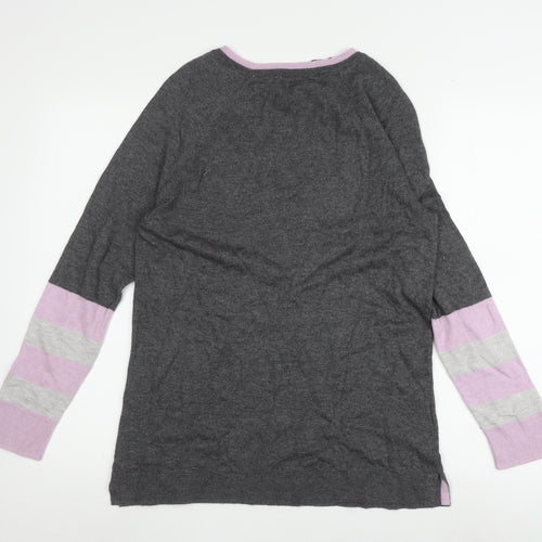 Laura Ashley Women's Grey Striped Jumper UK 10
