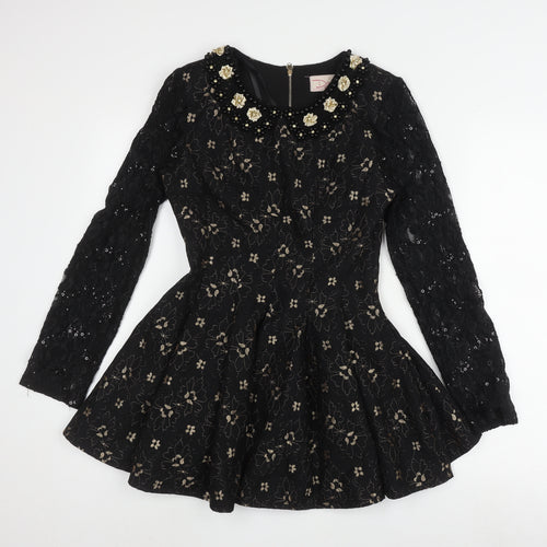 Darcy Women's Black XS Fit & Flare Floral Lace Dress