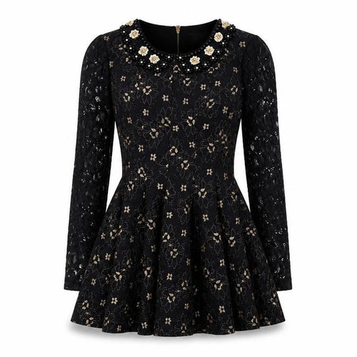 Darcy Women's Black XS Fit & Flare Floral Lace Dress