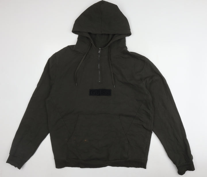 GUESS Men's Black 2XL Pullover Hoodie with Logo