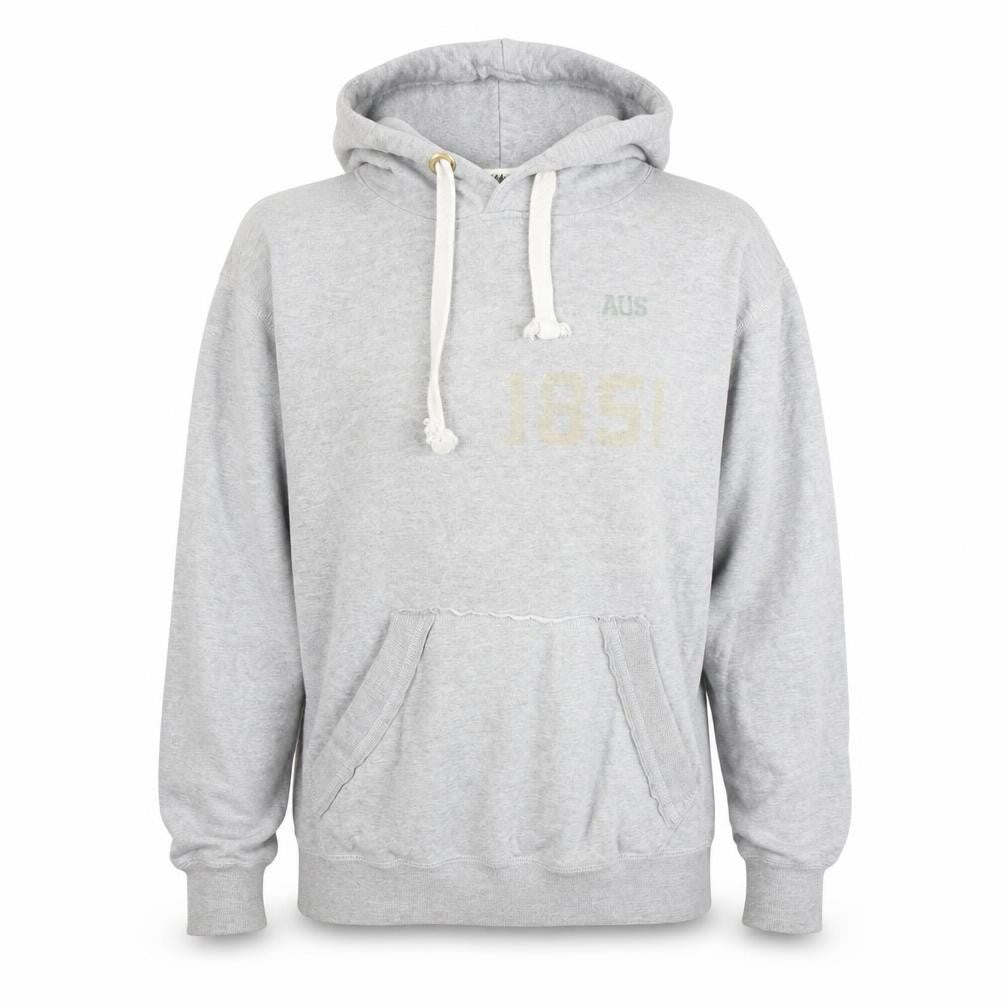Front view of Between the Flags Men's Grey Pullover Hoodie M
