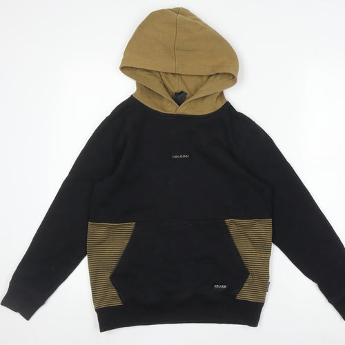 Volcom Boys Black Yellow M Striped Pullover Hoodie