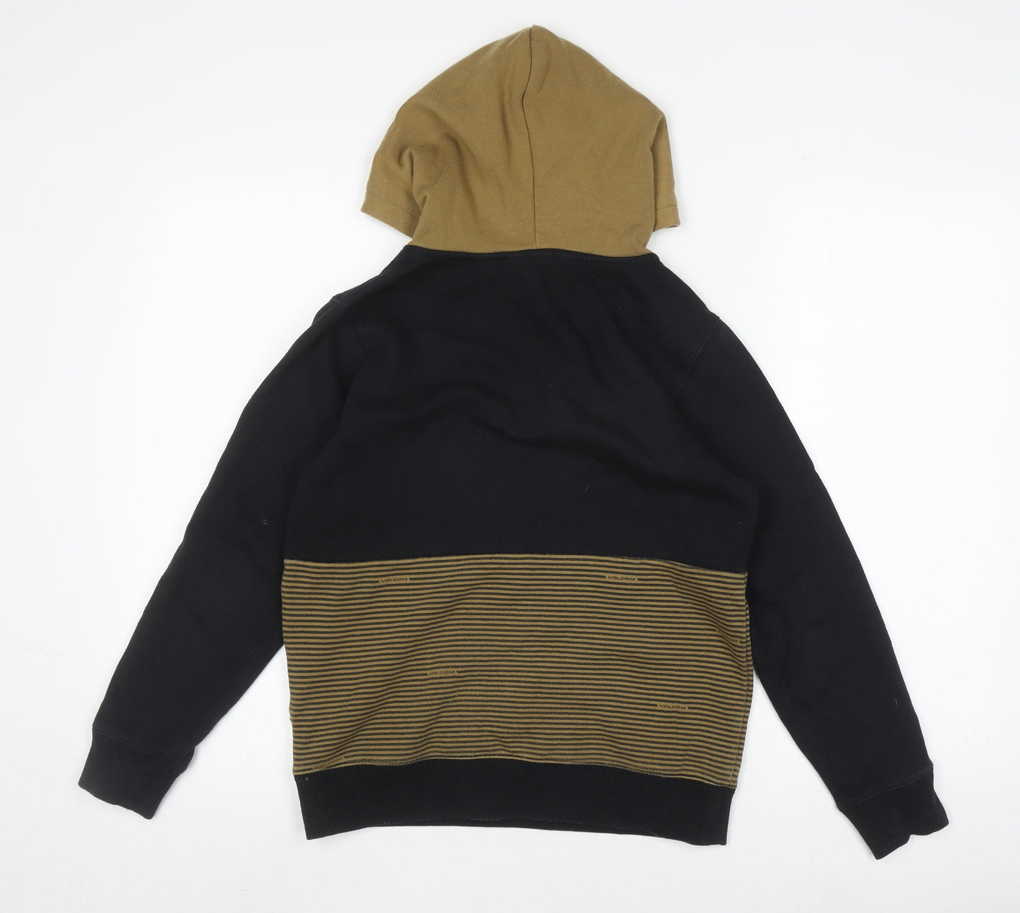 Volcom Boys Black Yellow M Striped Pullover Hoodie