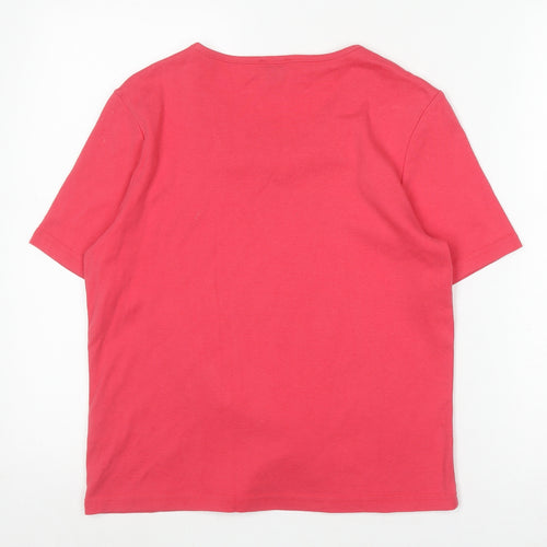 Eastex Women's Red Embroidered Cotton T-Shirt, Size 10