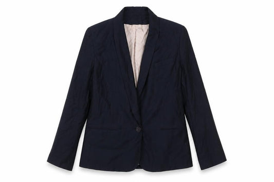 Front view of Topshop Women's Blue Blazer, size 12, Business Lined