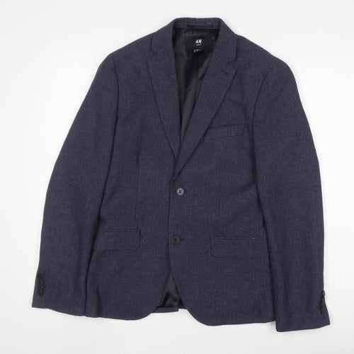 H&M Men's Blue Check Blazer Slim Fit, 36R Formal