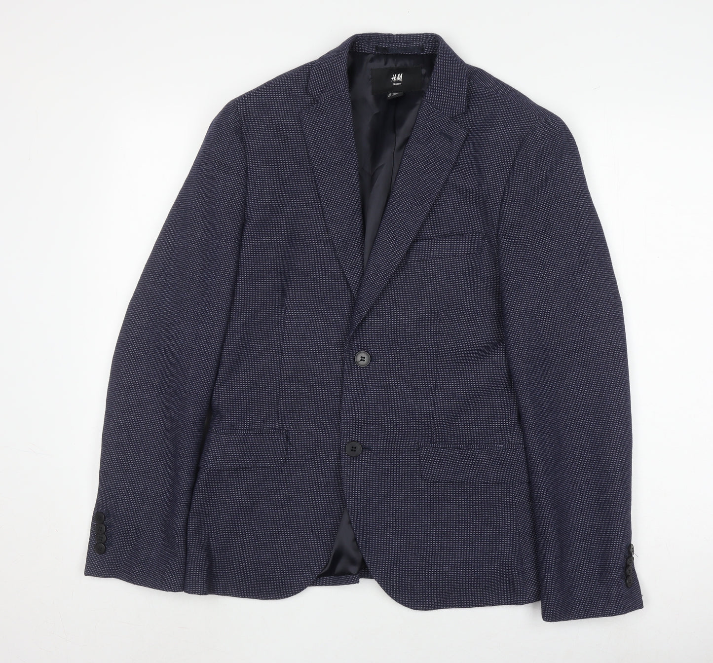H&M Men's Blue Check Blazer Slim Fit, 36R Formal