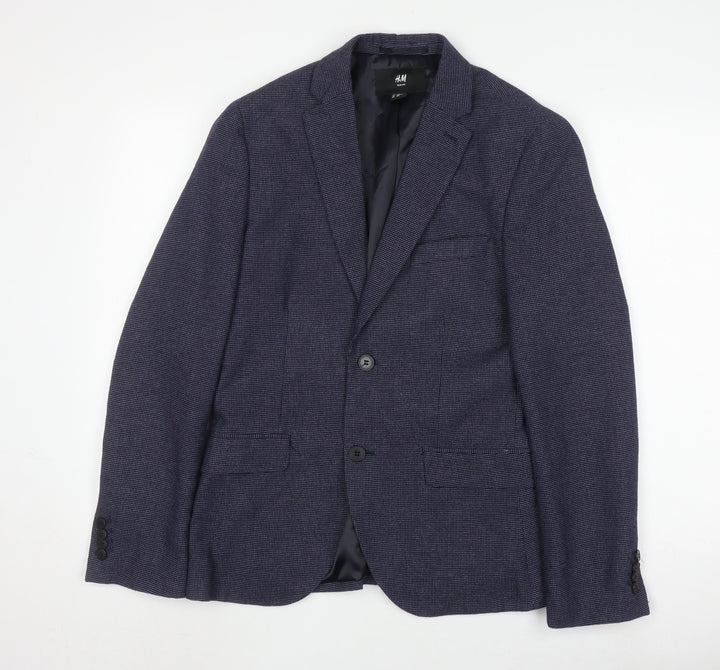 H&M Men's Blue Check Blazer Slim Fit, 36R Formal