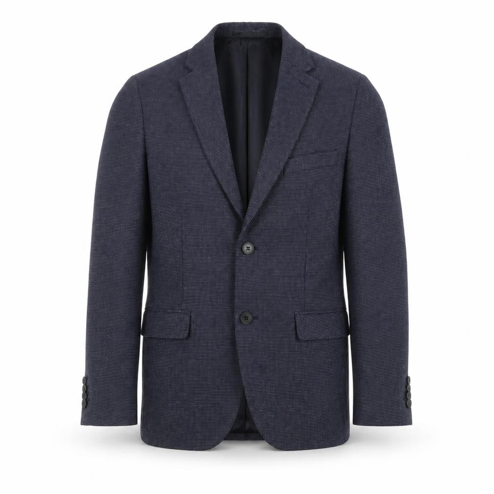 Front view of H&M Men's Blue Check Blazer Slim Fit, 36R Formal