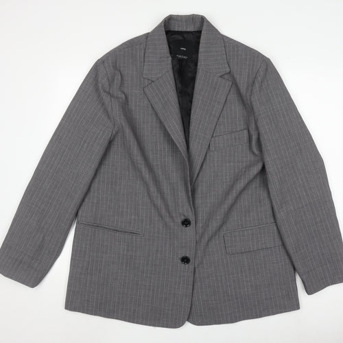 MNG Men's Grey Striped Blazer Jacket, 2XL, Business Formal