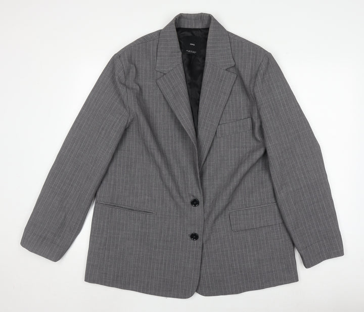 MNG Men's Grey Striped Blazer Jacket, 2XL, Business Formal