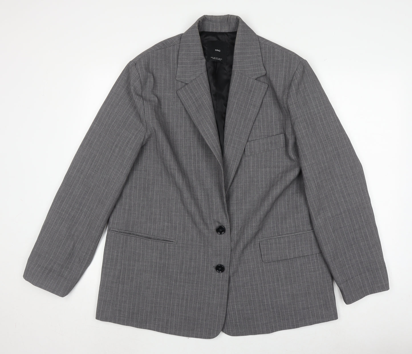 MNG Men's Grey Striped Blazer Jacket, 2XL, Business Formal