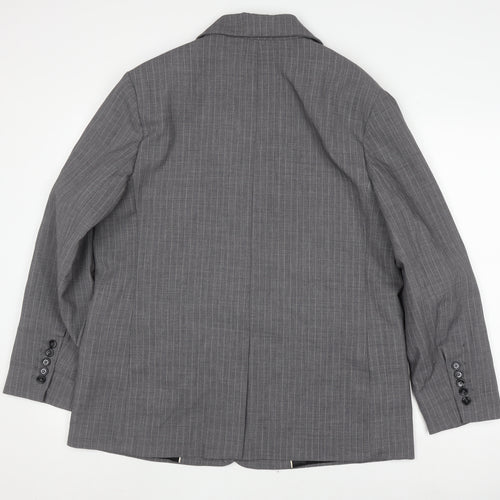 MNG Men's Grey Striped Blazer Jacket, 2XL, Business Formal