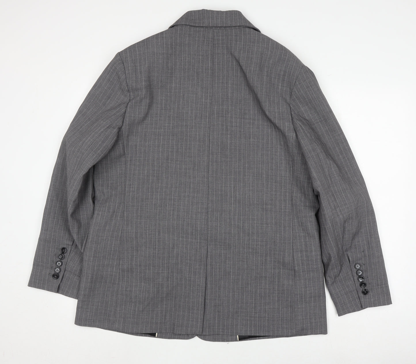 MNG Men's Grey Striped Blazer Jacket, 2XL, Business Formal