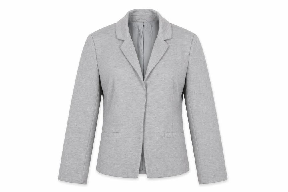 Front view of Miss Selfridge Grey Petite Blazer Women, size 10, Regular Fit