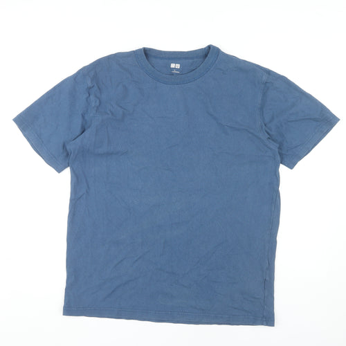 Uniqlo Men's Blue Cotton Crew Neck T-Shirt Size L