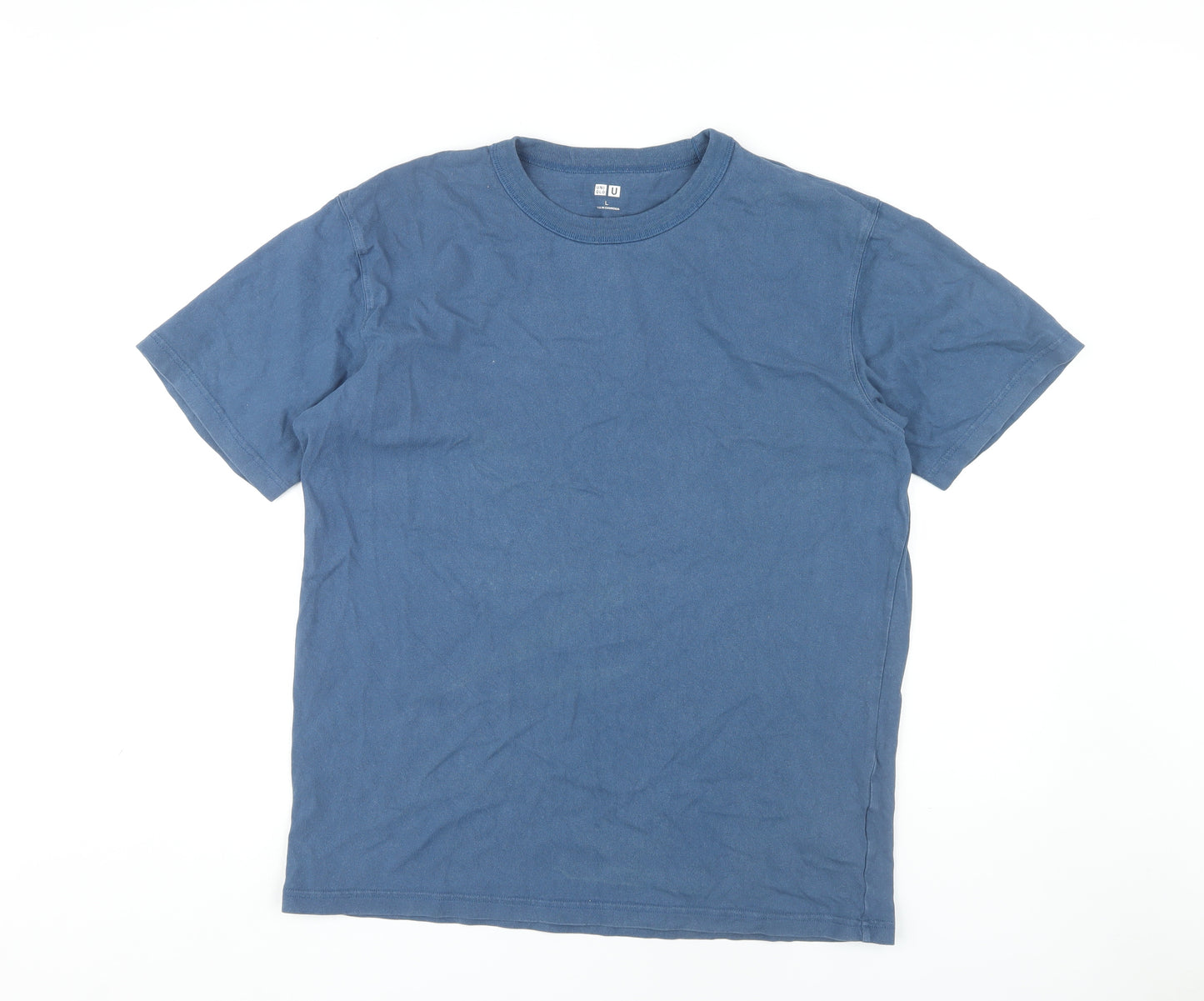 Uniqlo Men's Blue Cotton Crew Neck T-Shirt Size L