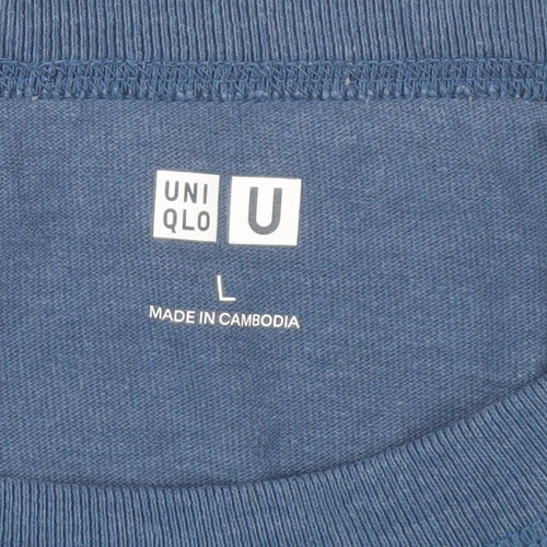 Uniqlo Men's Blue Cotton Crew Neck T-Shirt Size L