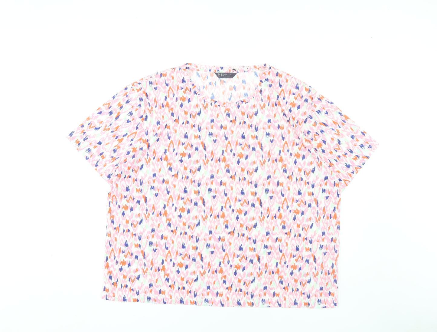 Marks and Spencer Women’s Pink Geometric T-Shirt Size 18
