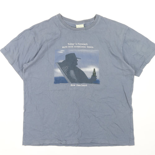 The Clean Green Men's Blue Graphic T-Shirt, Size L