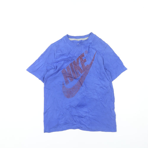 Nike Boys Blue Logo T-Shirt M Casual Crew Neck