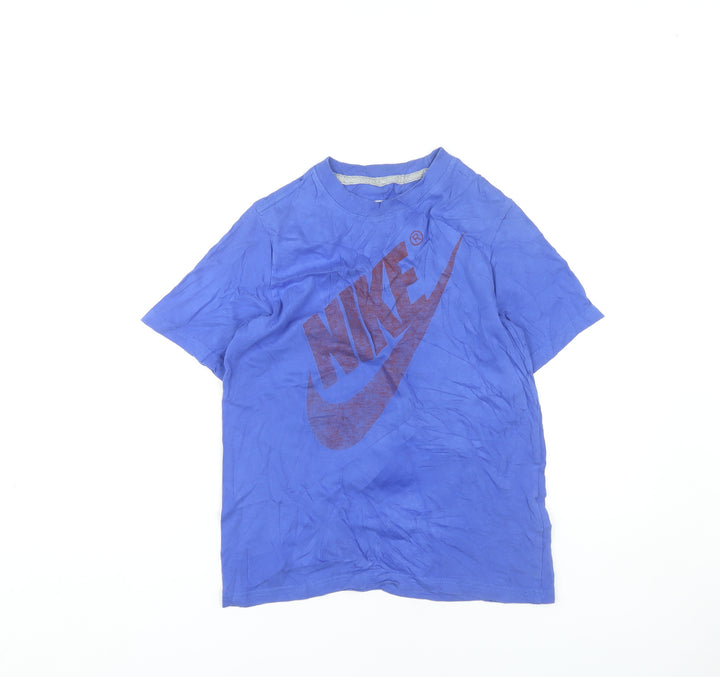 Nike Boys Blue Logo T-Shirt M Casual Crew Neck
