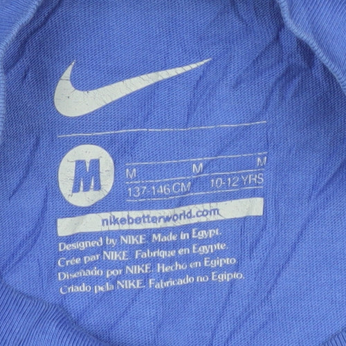 Nike Boys Blue Logo T-Shirt M Casual Crew Neck