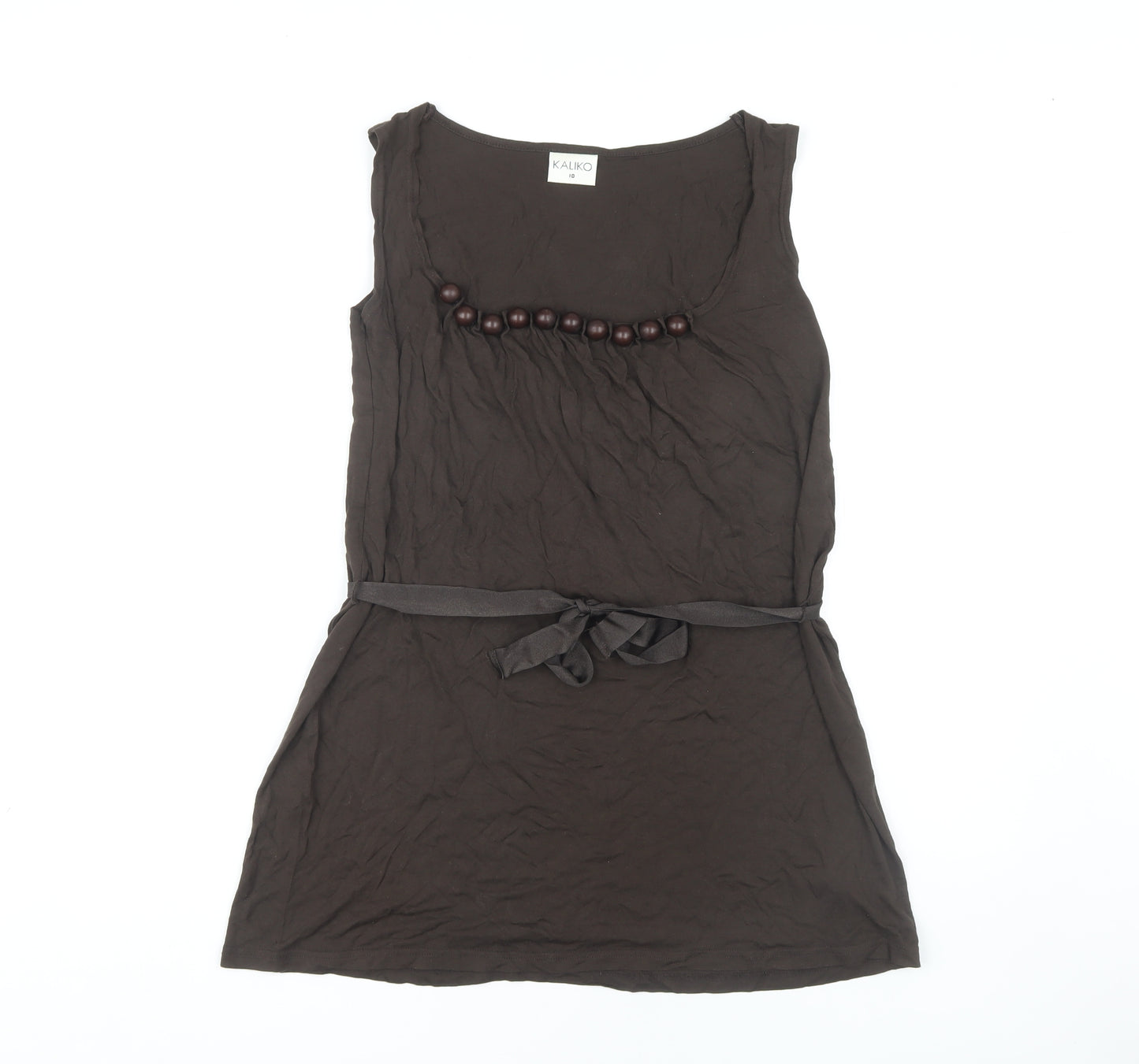 Kaliko Women's Brown Sleeveless Top, UK 10, Belted Style