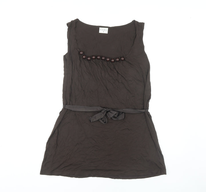 Kaliko Women's Brown Sleeveless Top, UK 10, Belted Style