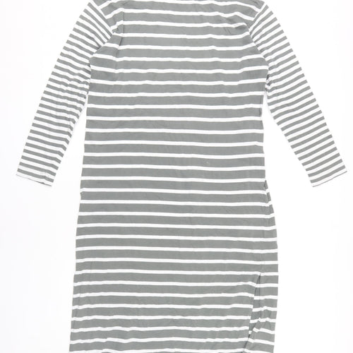 Marks and Spencer Women's Grey Striped T-Shirt Dress Size 12