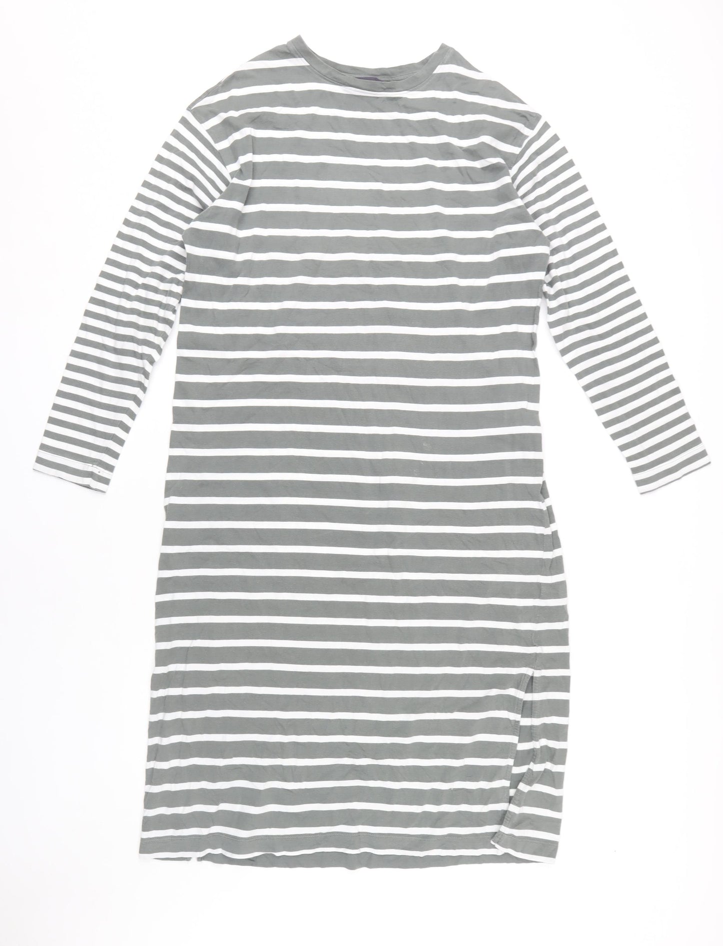 Marks and Spencer Women's Grey Striped T-Shirt Dress Size 12