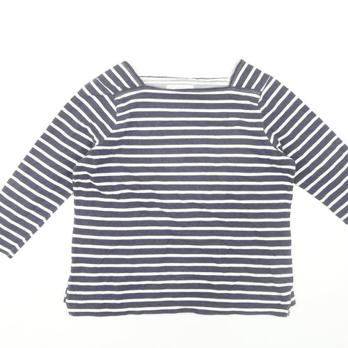 John Lewis Women's Blue Striped Boat Neck T-Shirt Size 14