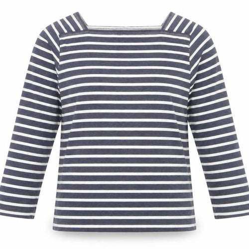 John Lewis Women's Blue Striped Boat Neck T-Shirt Size 14