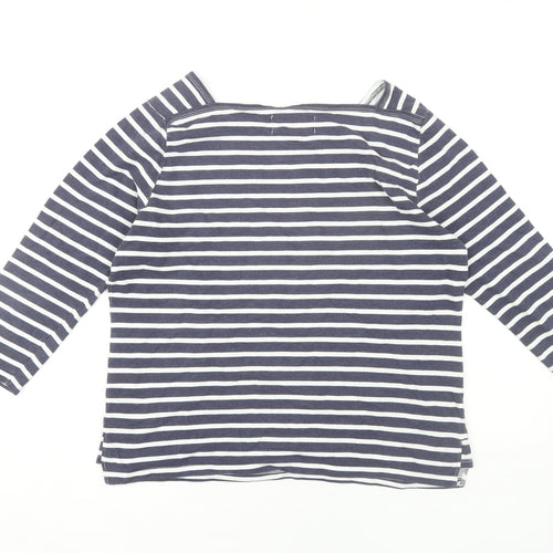 John Lewis Women's Blue Striped Boat Neck T-Shirt Size 14